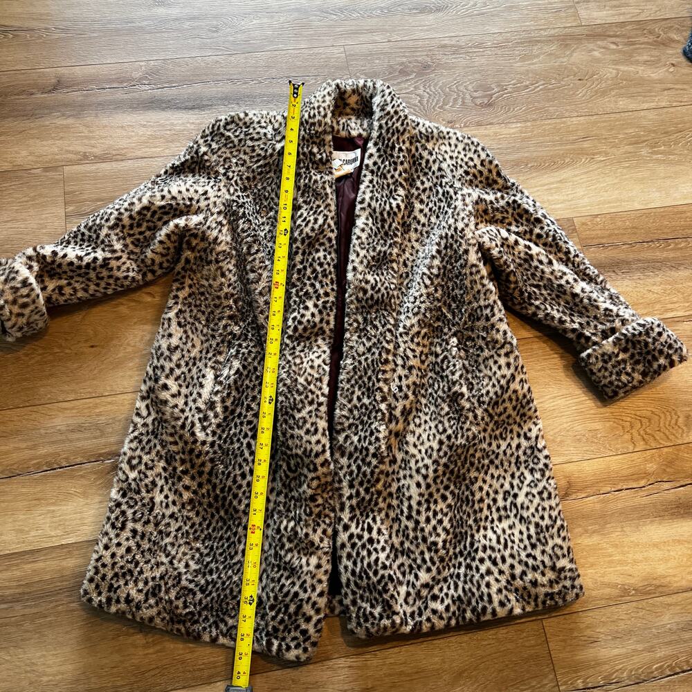 JOHN CARUANA Women's Vintage Leopard Faux Fur Coat Size M - Picture 3 of 8